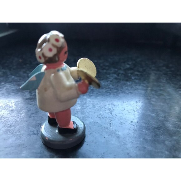 Vintage Christmas Wooden Music Angel Playing The Cymbals Erzgebirge Made In Germ - Picture 5 of 8